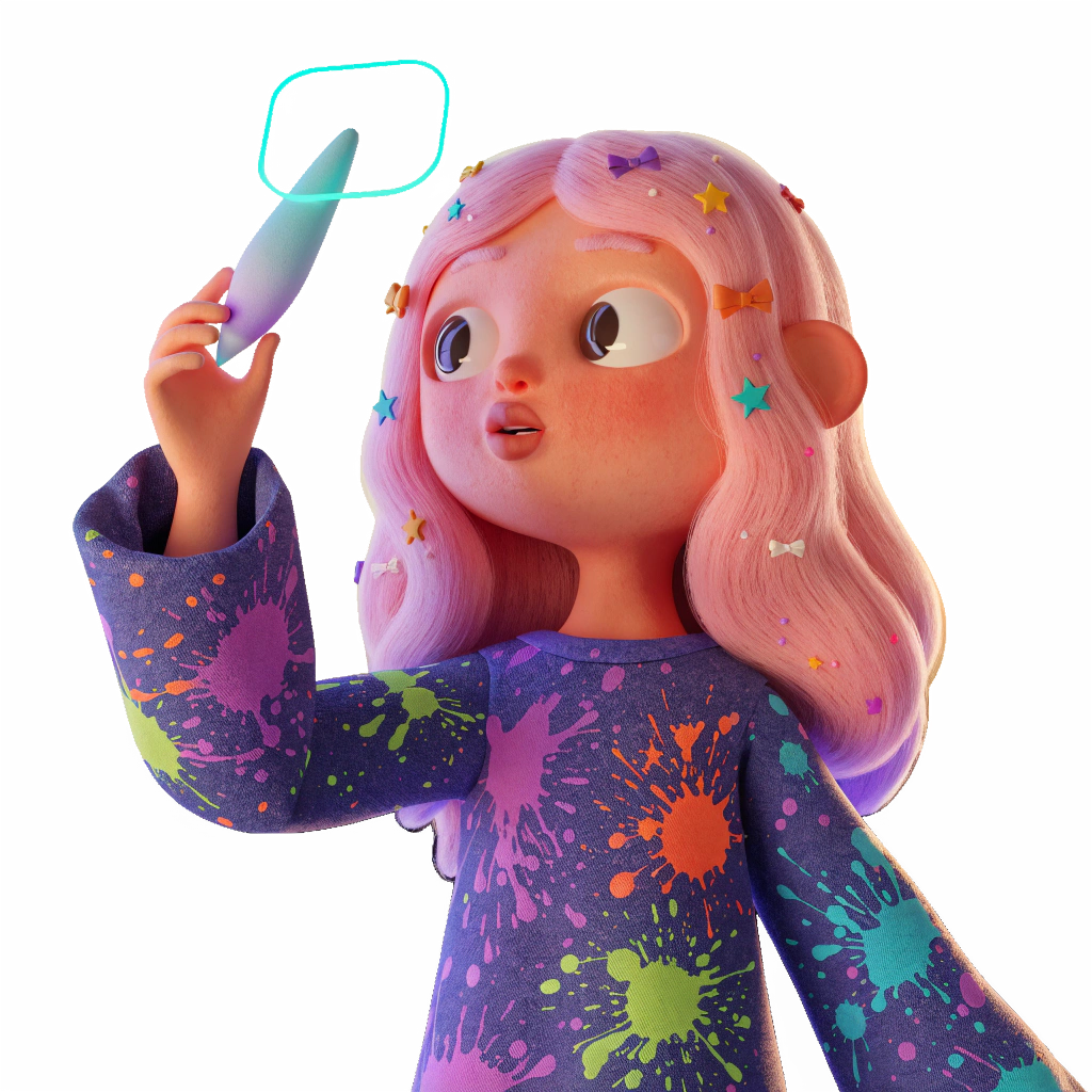 Design & Build — creative character with brush and speech bubble
